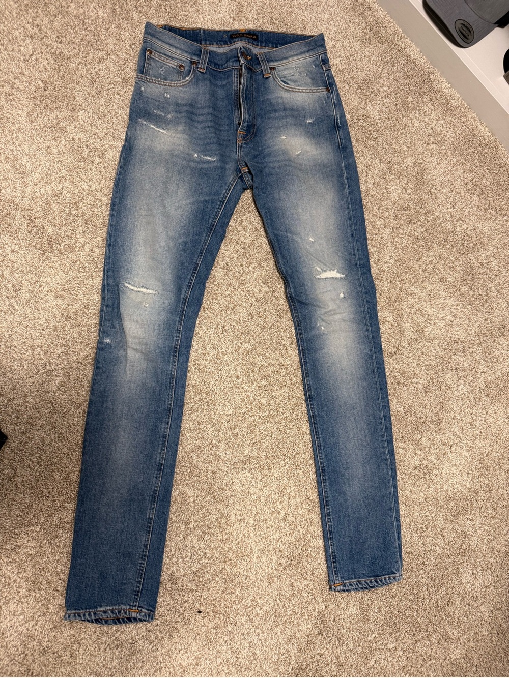 Nudie Jeans Skinny Distressed Blue Denim 30x36